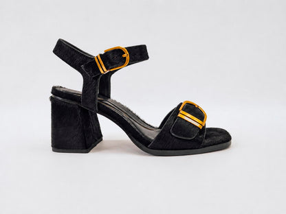 Sandalias de tacón de cuero para mujer hide buckle heel